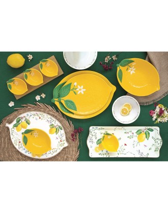 Platou din portelan, 25x18.5 cm, Fleurs Citrons - SIMONA'S COOKSHOP